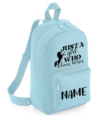 Personalised Girls Backpack Equestrian Bag Mini School PE Club Nursery Any Name Rucksack