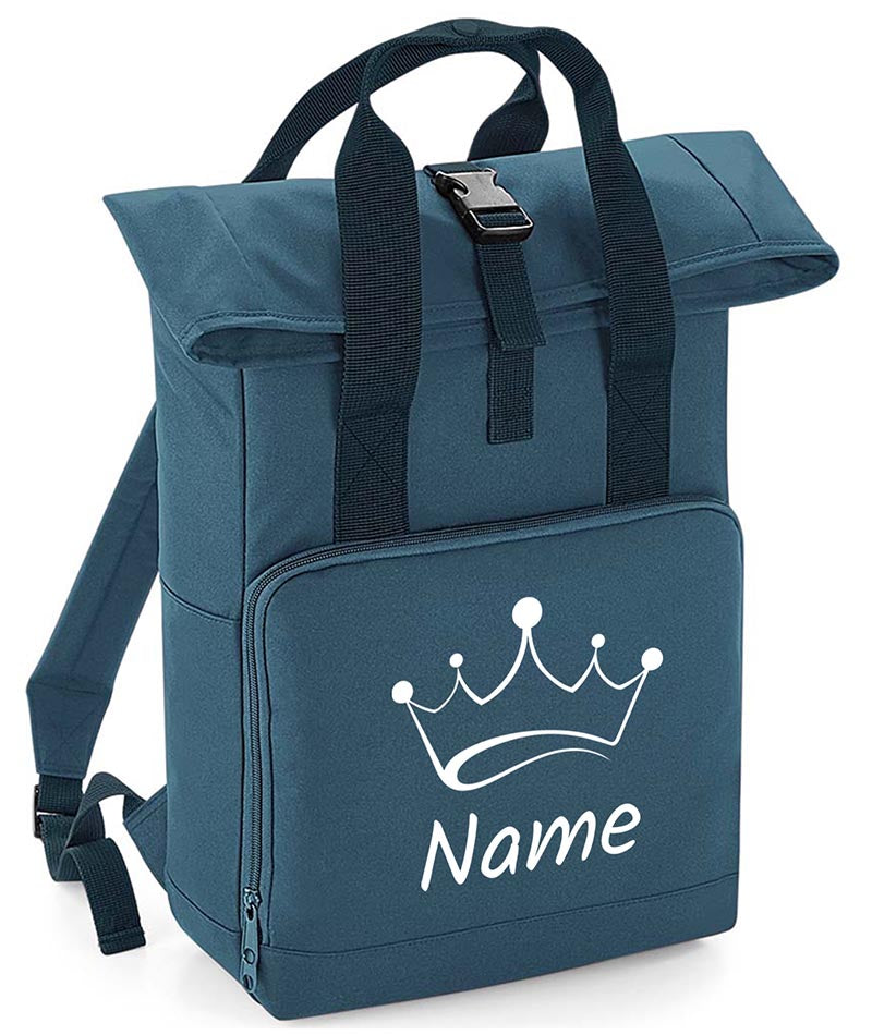 Personalised Crown Backpack with Your Name Twin Handle Roll-Top Backpack