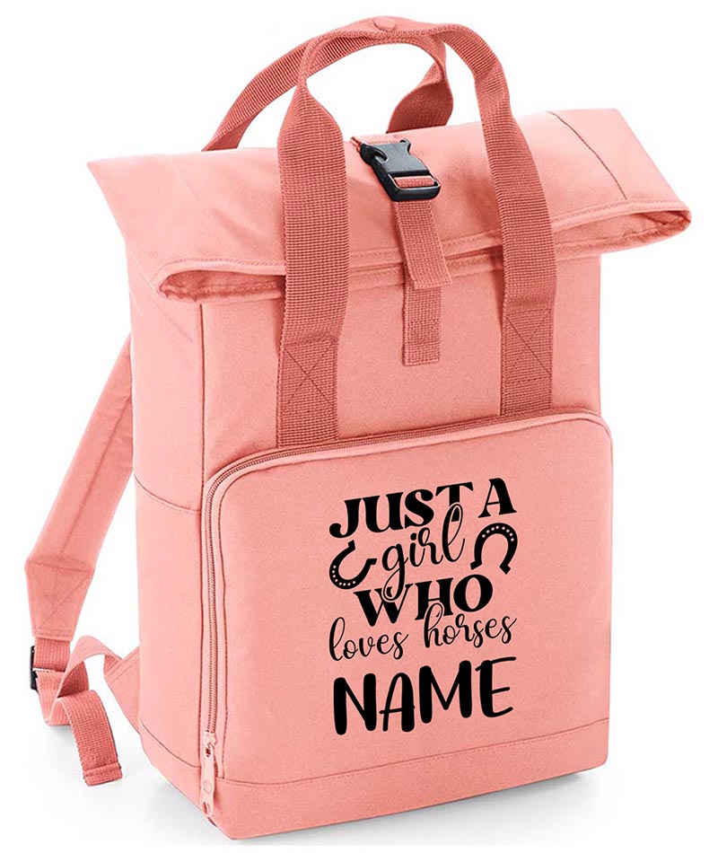 Personalised  Equestrian Backpack with Your Name Twin Handle Roll-Top Backpack