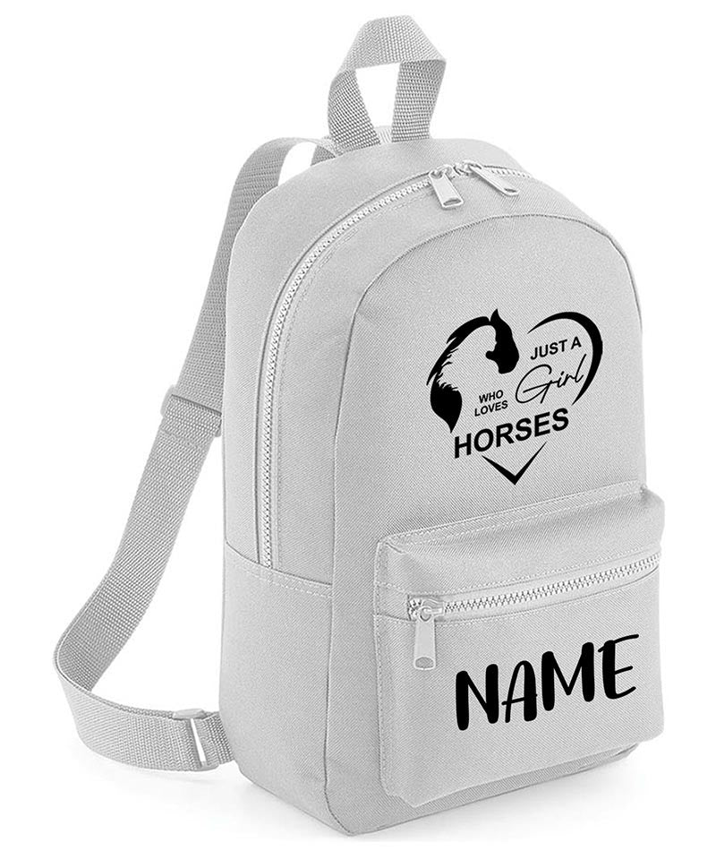 Personalised Girls Backpack Equestrian Bag Mini School PE Club Nursery Any Name Rucksack