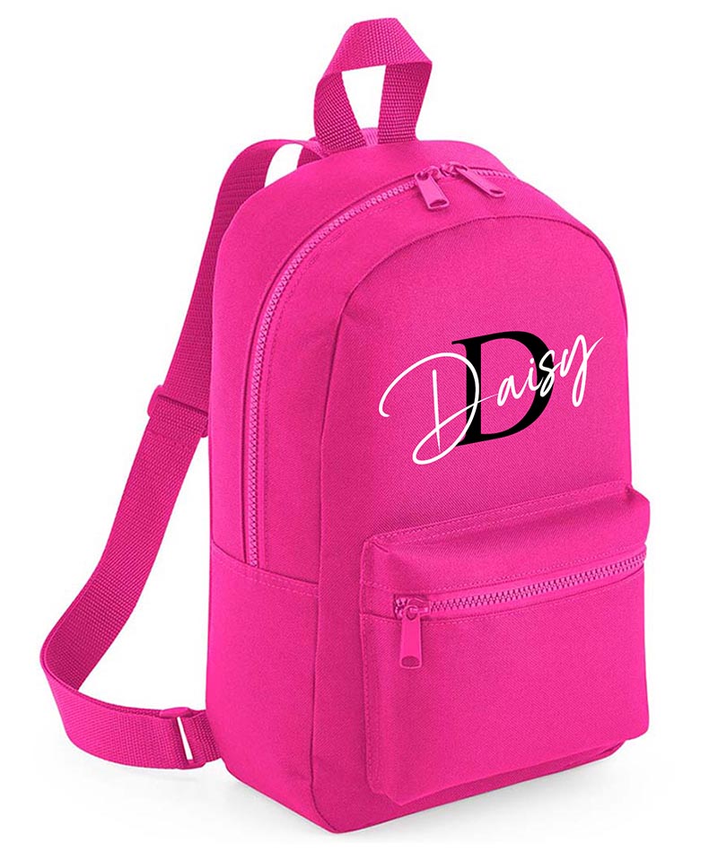 Personalised Girls Initial Any Name Backpack Bag Mini School PE Club Nursery Rucksack