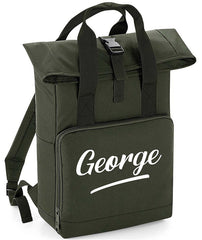 Personalised with Your Name Twin Handle Roll-Top Backpack