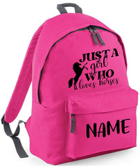 Personalised Equestrian School Backpack Bag Any Name Text Kids PE Kit Girls Boys Gift