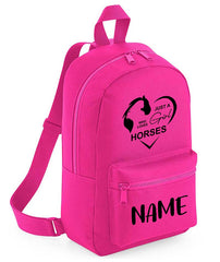 Personalised Girls Backpack Equestrian Bag Mini School PE Club Nursery Any Name Rucksack