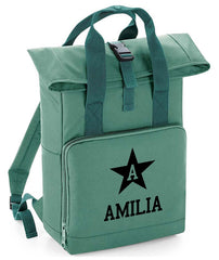 Personalised Star Backpack with Your Name Twin Handle Roll-Top Backpack