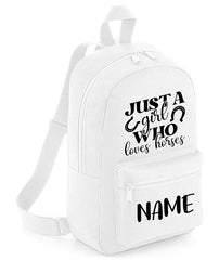 Personalised Girls Backpack Equestrian Bag Mini School PE Club Nursery Any Name Rucksack