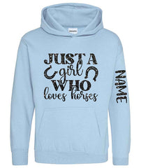 Personalised Equestrian Glitter Hoodie Custom Printed Name Girls Hoodies Jumper