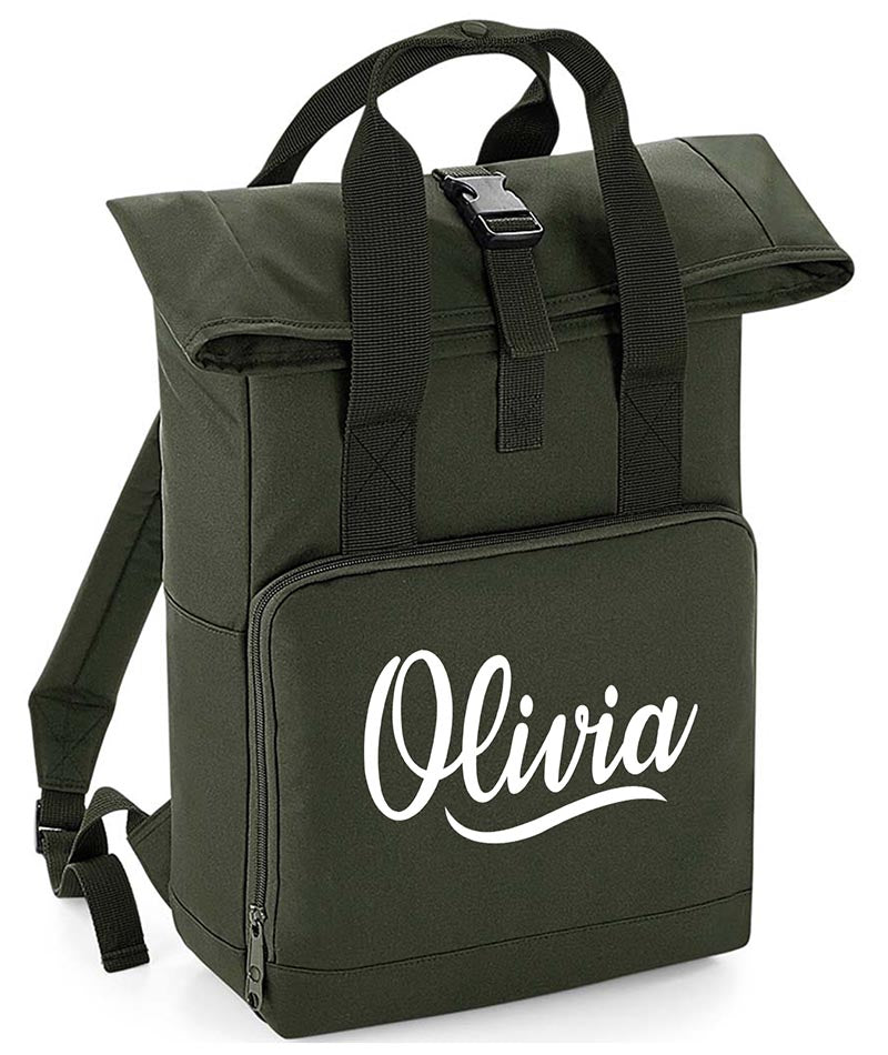 Personalised with Your Name Twin Handle Roll-Top Backpack