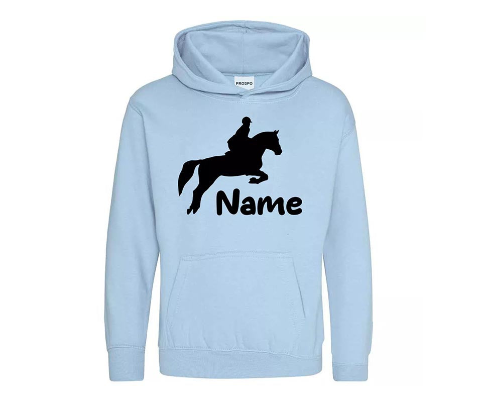 Personalised Glitter Horse Riding Hoodie Girls Boys Hoody Kids Top Jumper