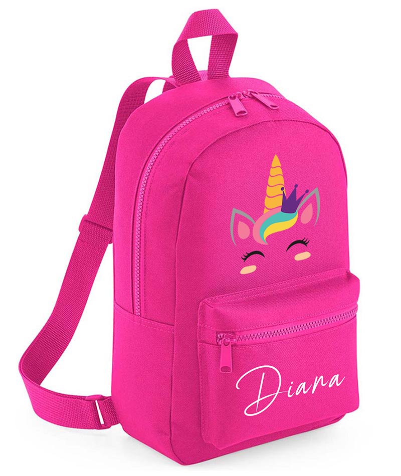 Personalised Girls Unicorn Backpack Bag Mini School PE Club Nursery Any Name Rucksack