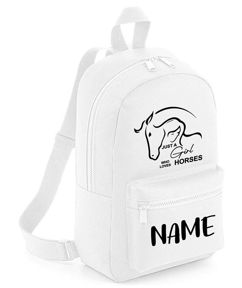 Personalised Girls Backpack Equestrian Bag Mini School PE Club Nursery Any Name Rucksack