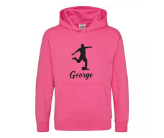 Children Personalised Football Player Hoodie Custom Printed Name Hoody