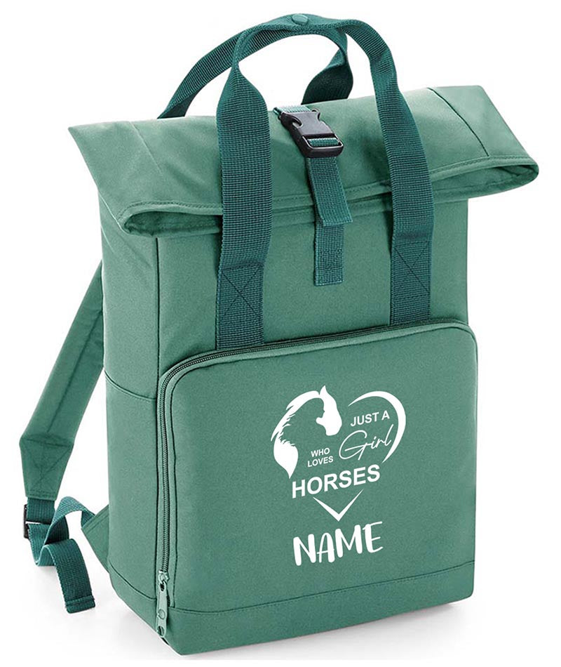 Personalised  Equestrian Backpack with Your Name Twin Handle Roll-Top Backpack