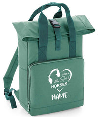 Personalised  Equestrian Backpack with Your Name Twin Handle Roll-Top Backpack