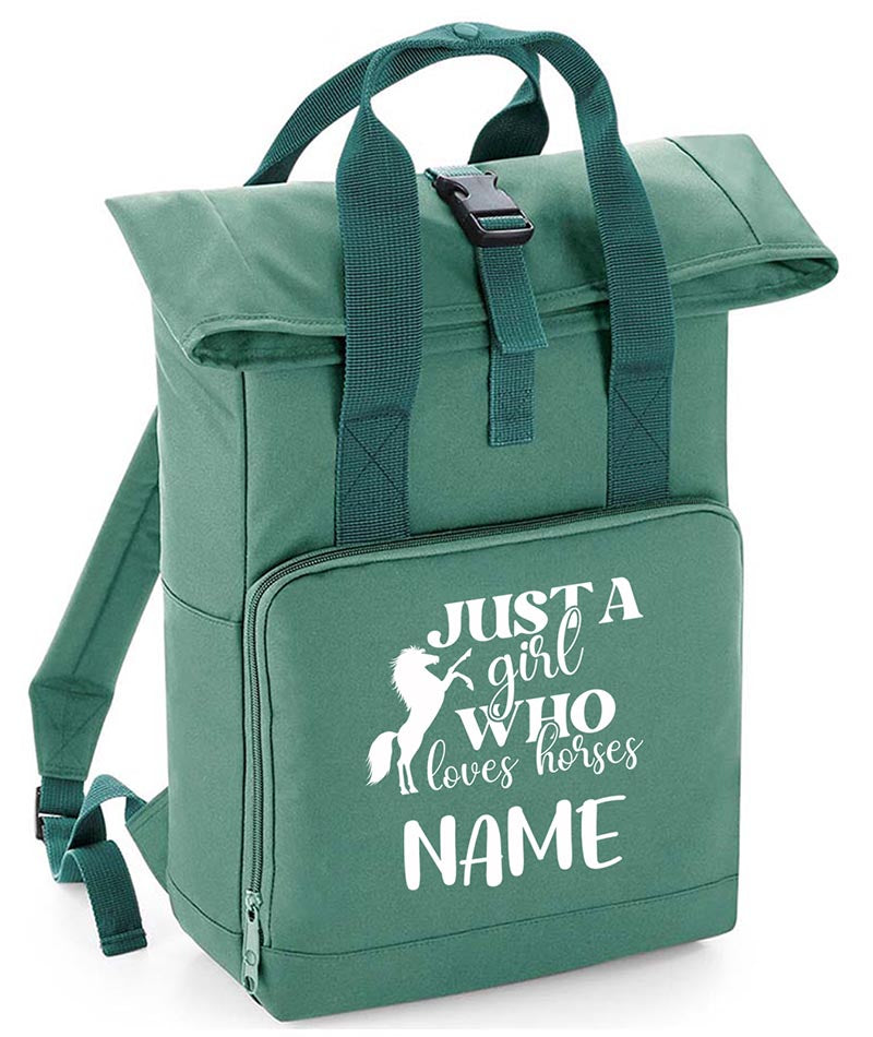 Personalised  Equestrian Backpack with Your Name Twin Handle Roll-Top Backpack