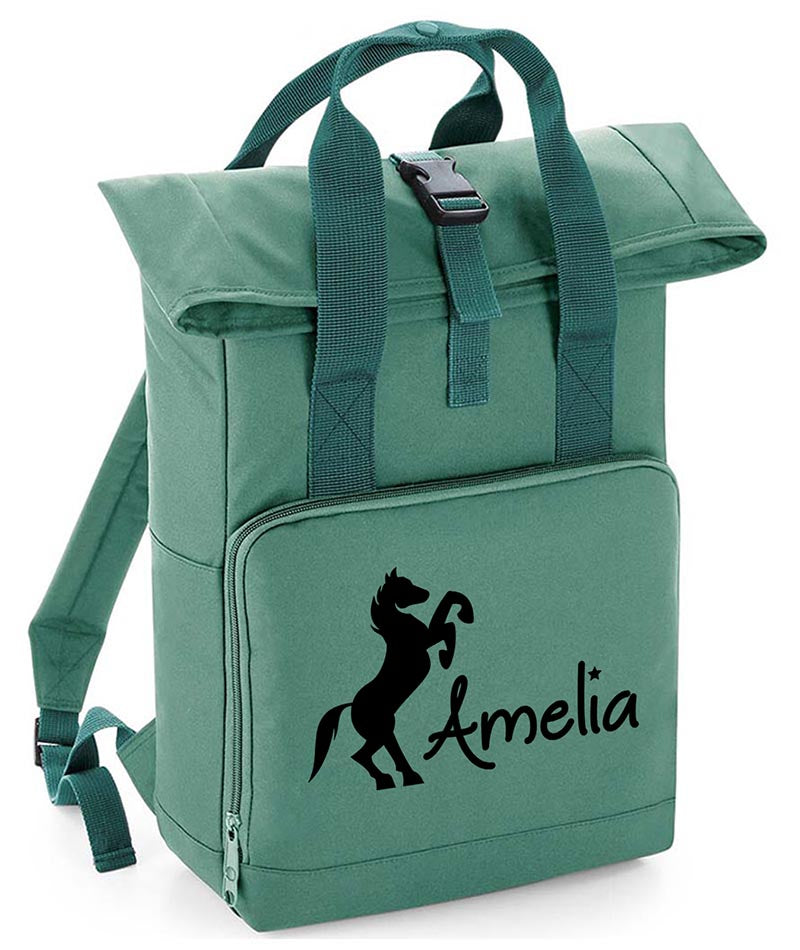 Personalised  Equestrian Backpack with Your Name Twin Handle Roll-Top Backpack