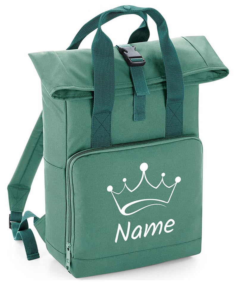 Personalised Crown Backpack with Your Name Twin Handle Roll-Top Backpack