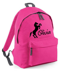 Personalised Equestrian School Backpack Bag Any Name Text Kids PE Kit Girls Boys Gift