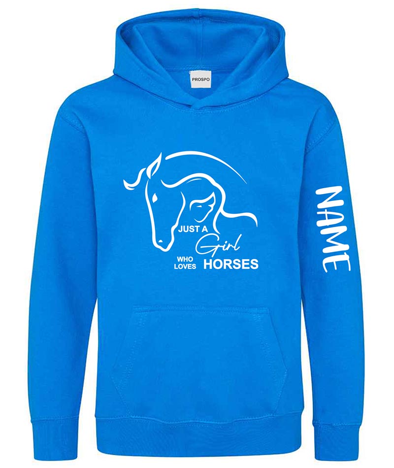 Personalised Equestrian Glitter Hoodie Custom Printed Name Girls Hoodies Jumper