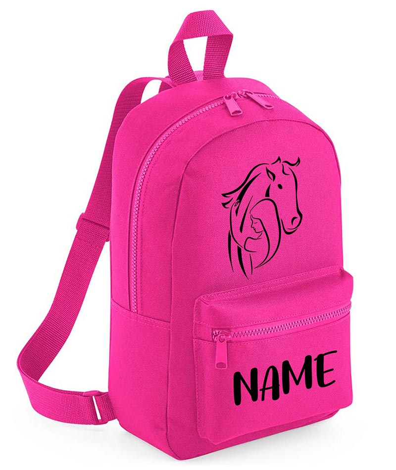 Personalised Girls Backpack Equestrian Bag Mini School PE Club Nursery Any Name Rucksack