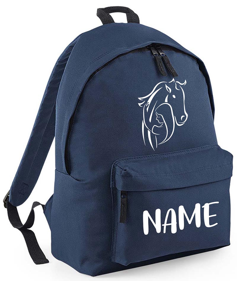 Personalised Equestrian School Backpack Bag Any Name Text Kids PE Kit Girls Boys Gift