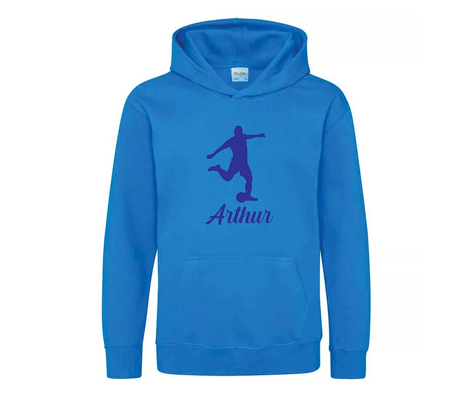 Children Personalised Football Player Hoodie Custom Printed Name Hoody