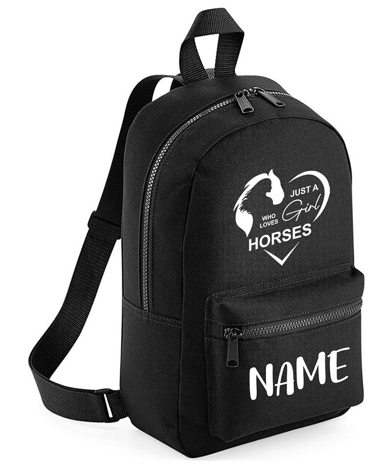 Personalised Girls Backpack Equestrian Bag Mini School PE Club Nursery Any Name Rucksack