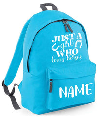 Personalised Equestrian School Backpack Bag Any Name Text Kids PE Kit Girls Boys Gift