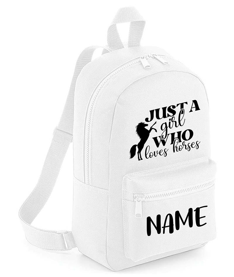 Personalised Girls Backpack Equestrian Bag Mini School PE Club Nursery Any Name Rucksack