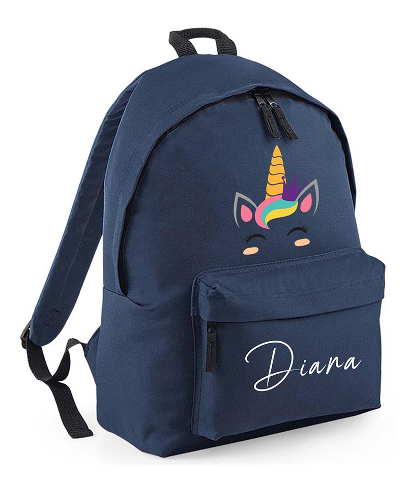 Personalised unicorn School Backpack Bag Any Name Text Kids PE Kit Girls Boys Gift