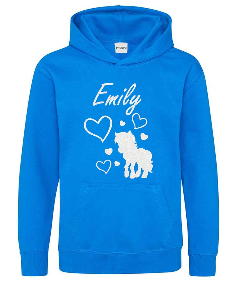 Personalised Unicorn Glitter Hoodie Custom Printed Name Girls Hoodies Jumper