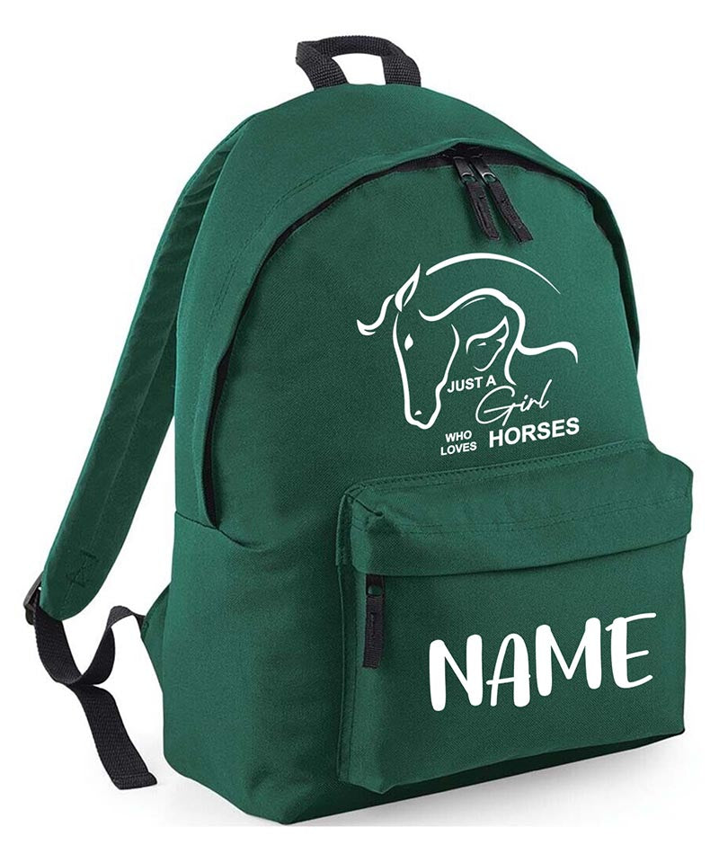 Personalised Equestrian School Backpack Bag Any Name Text Kids PE Kit Girls Boys Gift