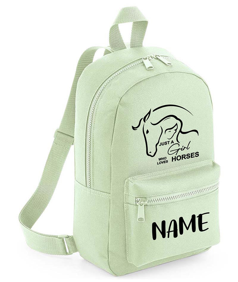 Personalised Girls Backpack Equestrian Bag Mini School PE Club Nursery Any Name Rucksack