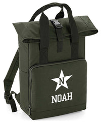 Personalised Star Backpack with Your Name Twin Handle Roll-Top Backpack