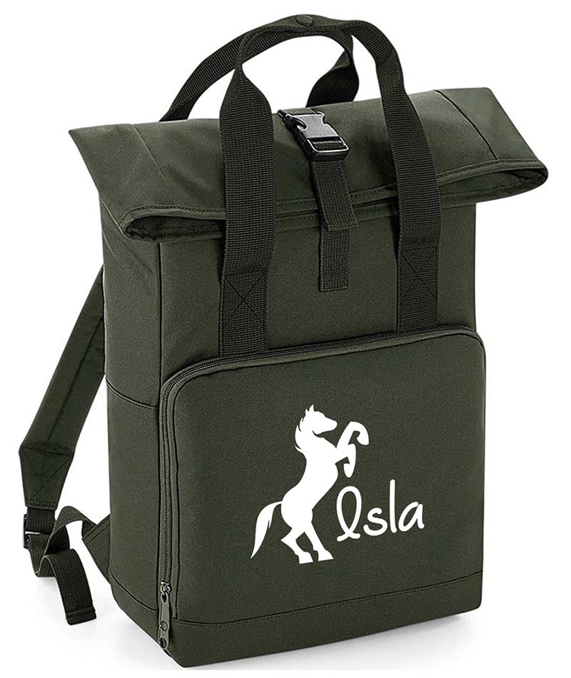 Personalised  Equestrian Backpack with Your Name Twin Handle Roll-Top Backpack