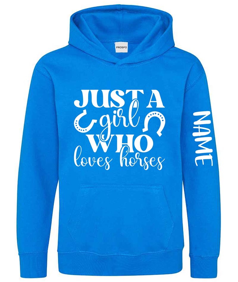 Personalised Equestrian Glitter Hoodie Custom Printed Name Girls Hoodies Jumper