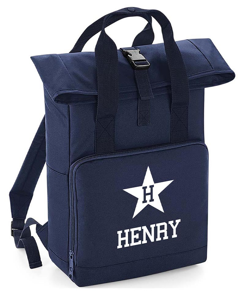 Personalised Star Backpack with Your Name Twin Handle Roll-Top Backpack