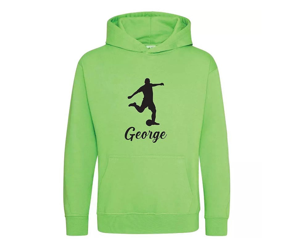 Children Personalised Football Player Hoodie Custom Printed Name Hoody