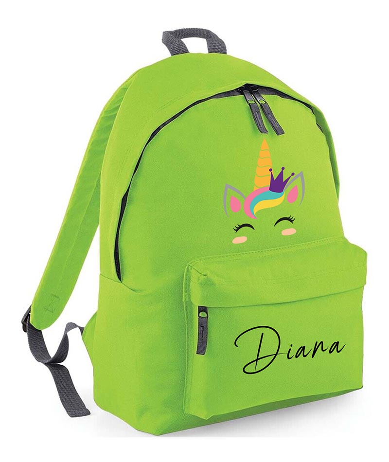 Personalised unicorn School Backpack Bag Any Name Text Kids PE Kit Girls Boys Gift