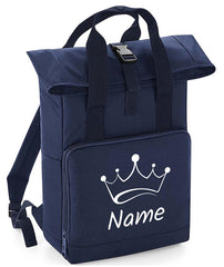 Personalised Crown Backpack with Your Name Twin Handle Roll-Top Backpack