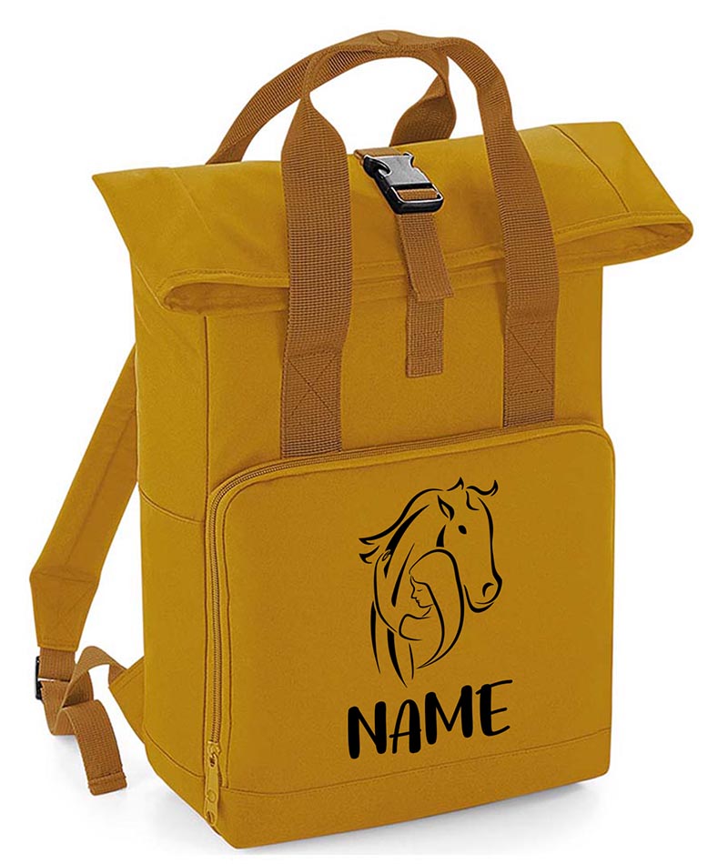 Personalised  Equestrian Backpack with Your Name Twin Handle Roll-Top Backpack