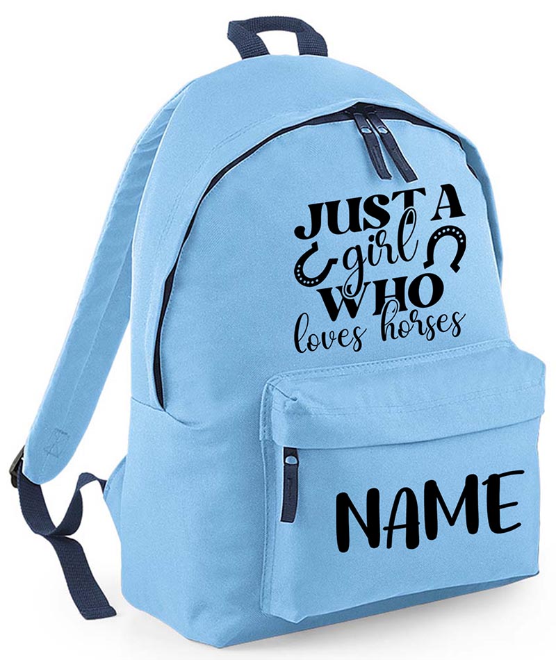 Personalised Equestrian School Backpack Bag Any Name Text Kids PE Kit Girls Boys Gift