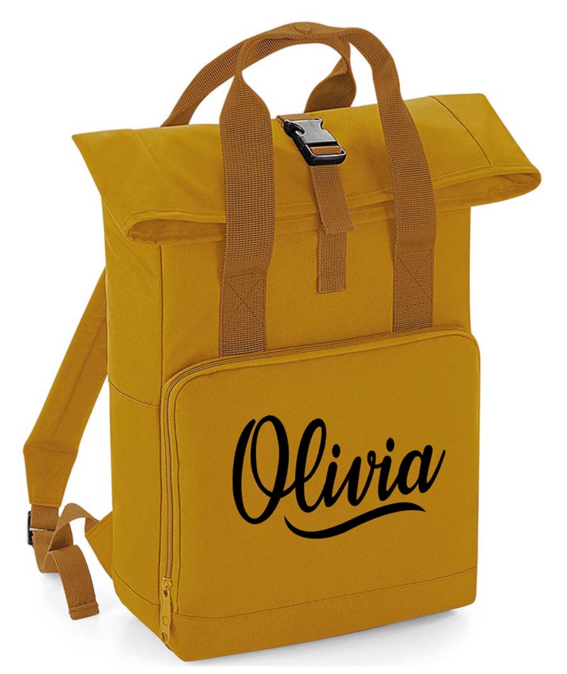 Personalised with Your Name Twin Handle Roll-Top Backpack