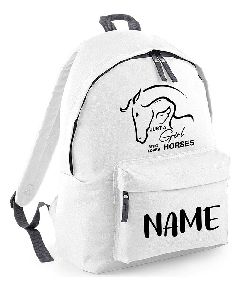 Personalised Equestrian School Backpack Bag Any Name Text Kids PE Kit Girls Boys Gift