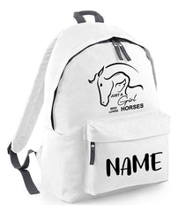 Personalised Equestrian School Backpack Bag Any Name Text Kids PE Kit Girls Boys Gift