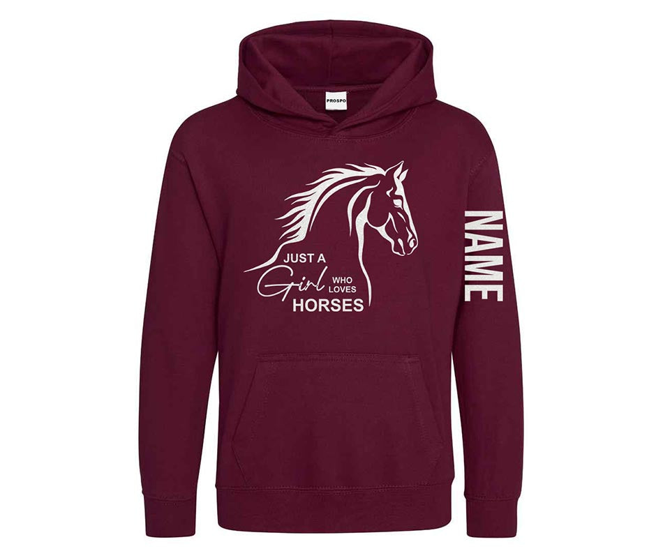 Personalised Equestrian Glitter Hoodie Custom Printed Name Girls Hoodies Jumper