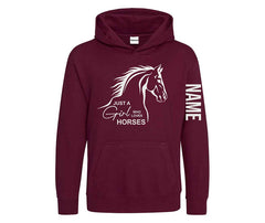 Personalised Equestrian Glitter Hoodie Custom Printed Name Girls Hoodies Jumper