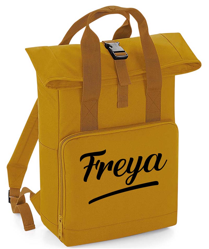 Personalised with Your Name Twin Handle Roll-Top Backpack