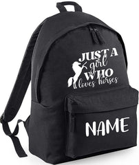 Personalised Equestrian School Backpack Bag Any Name Text Kids PE Kit Girls Boys Gift