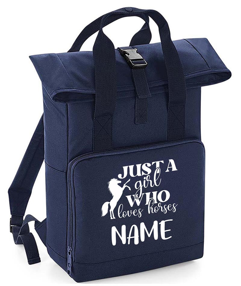 Personalised  Equestrian Backpack with Your Name Twin Handle Roll-Top Backpack